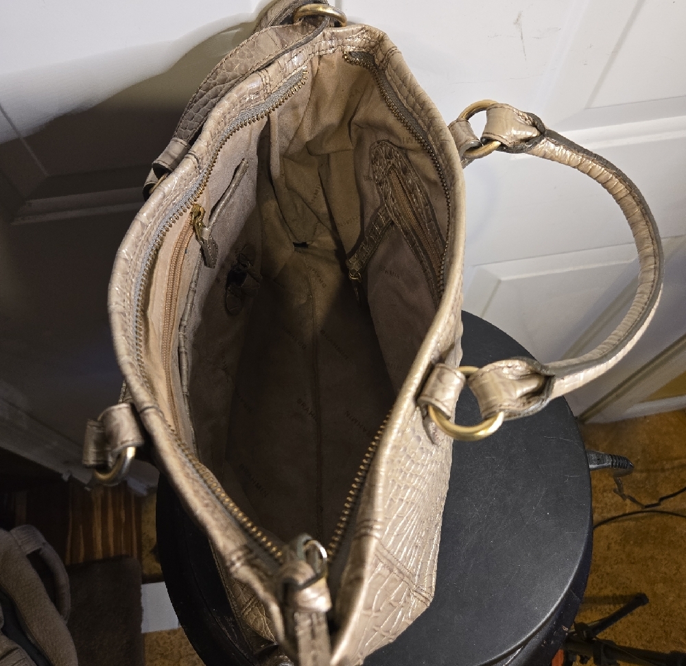 Authentic Brahmin Mini Arno Melbourne Beige Leather Satchel Handbag Shoulder Bag - Picture 4 of 11
